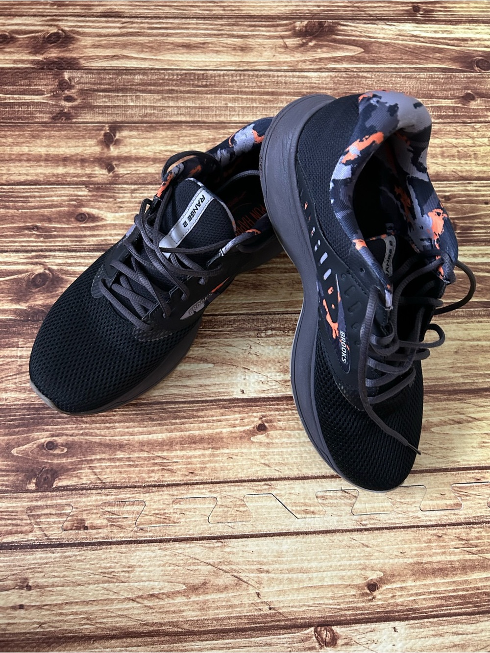 Brooks Black Men's Athletic Shoes with Orange Accent